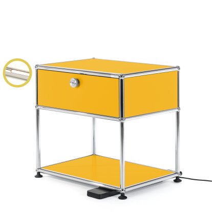 USM Haller Bedside Table with Dimmable Light, Golden yellow RAL 1004