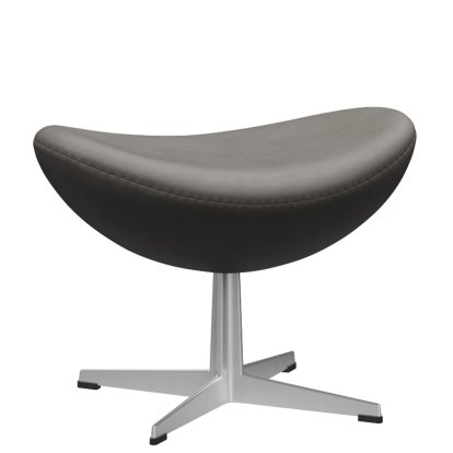 Egg Footstool, Leather Essential, Lava, Satin polished aluminium