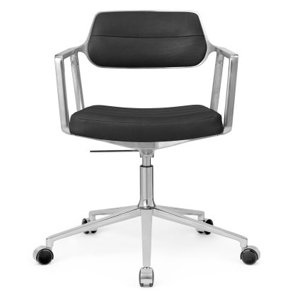 Swivel 453+ Chair, Polished, Wheeled based, Black leather