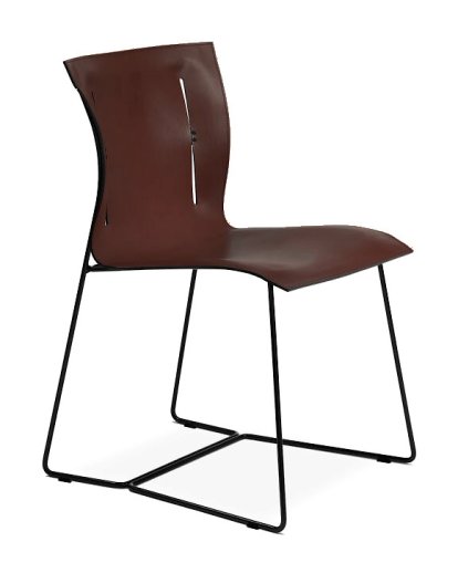Cuoio Chair, Leather Saddle maron, Without armrests