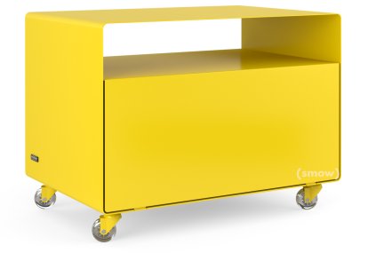 Trolley R 107, Self-coloured, Traffic yellow (RAL 1023), Transparent castors