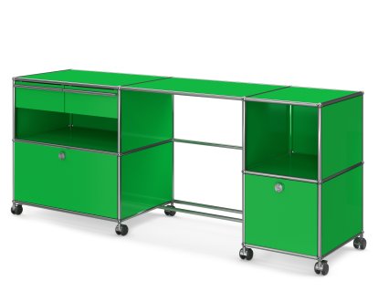 USM Haller Desktop Type 3, USM green, Soft castors for hard floor surfaces