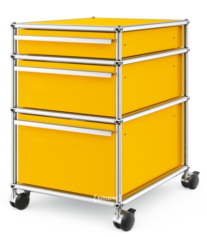USM Haller Mobile Pedestal with 3 Drawers Type 2 (with Counterbalance), No locks, Golden yellow RAL 1004