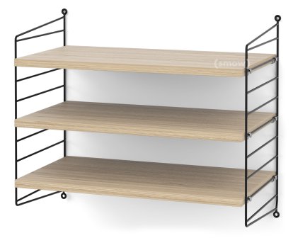 String System Shelf S, 30 cm, Black, Oak veneer