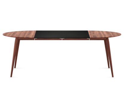PLAYdinner Round Table, Oiled walnut, L 120-220 cm, MDF black