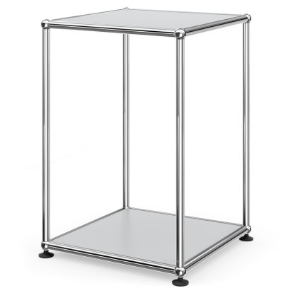 USM Haller Side Table 35 High, Both panels metal, Light grey RAL 7035