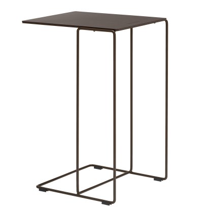 Oki Saddle Side Table, H 52 x W 30 x D 36 cm, Leather Saddle coffee, Matt bronze powder-coated