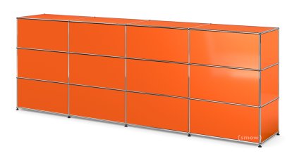 USM Haller Counter Type 1, Pure orange RAL 2004, 300 cm (4 elements), 50 cm