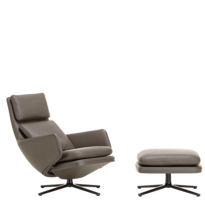 Grand Relax Lounge Chair, With Ottoman, Leather Premium F, umbra grey, Basic dark, 41,5 cm
