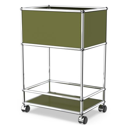USM Haller Bar Sideboard Type 2, Olive green RAL 6003, Soft castors for hard floor surfaces