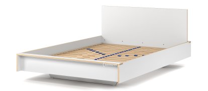 Flai Bed, 140 x 200, With headboard, CPL white, With slatted frame