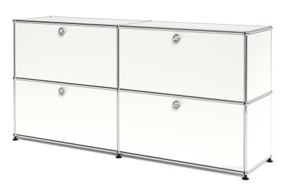 USM Haller Sideboard L, Customisable, Pure white RAL 9010, With 2 drop-down doors, With 2 drop-down doors