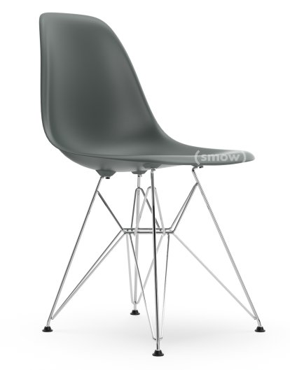 Eames Plastic Side Chair RE DSR, Granite grey, Without upholstery, Without upholstery, Standard version - 43 cm, Chrome-plated