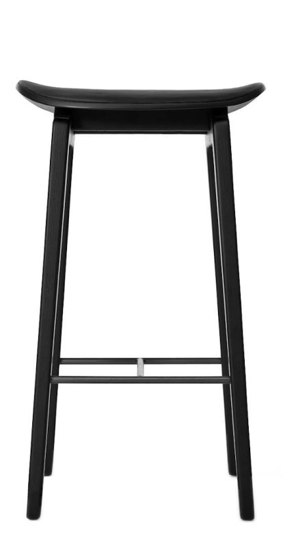 NY11 Bar Stool, Kitchen version: seat height 65 cm, Black stained oak, Ultra leather black