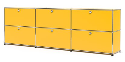 USM Haller Sideboard XL, Customisable, Golden yellow RAL 1004, With 3 drop-down doors, With 3 drop-down doors
