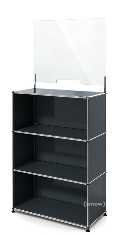 USM Haller Counter M with Security Screen, Anthracite RAL 7016, With feet