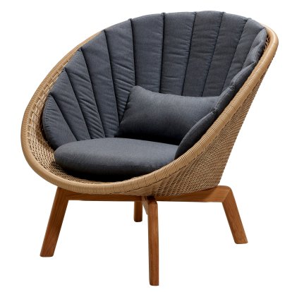 Peacock Lounge Chair, Large flat Weave - Natural, Natté - Grey