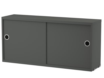 String System Cabinet With Sliding Doors, Dark grey lacquered, 20 cm