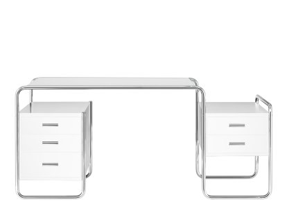 S 285 Desk, Ash pure white, open-pored lacquered, 1 large drawer unit/1 small drawer unit