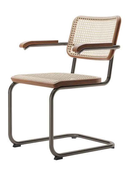 S 64 V Pure Materials Special Edition Cantilever Chair, Walnut, Black chrome