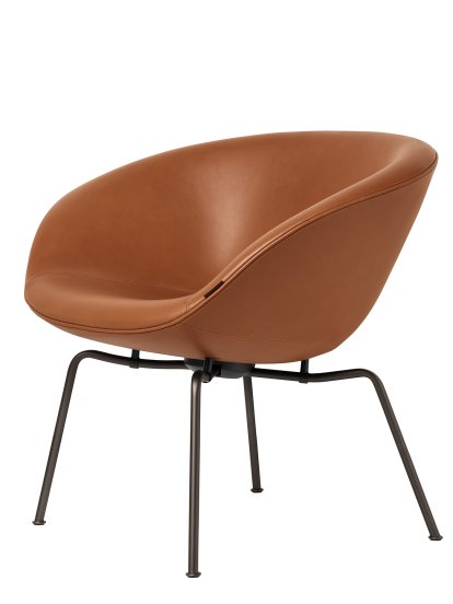 Pot Lounge Chair, Dark brown powdercoated, Leather Grace, Walnut
