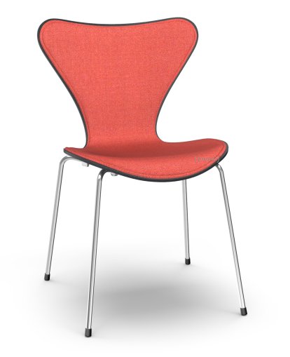 Series 7 Chair 3107 Front Upholstered, Coloured ash, Black, Remix 643 - Red, Chrome