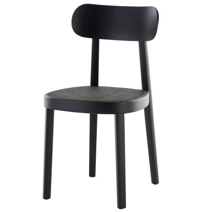 118 / 118 M Chair, Black stained beech, Cane-work dark melange