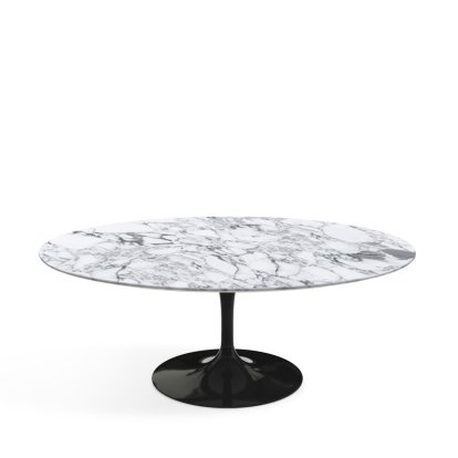 Saarinen Oval Sofa Table, Black, Arabescato marble (white with grey tones)