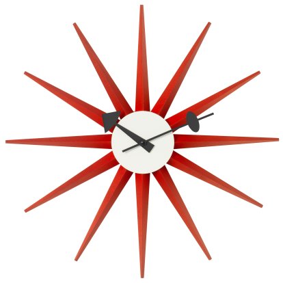 Sunburst Wall Clock, Red
