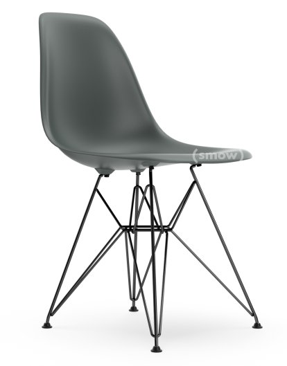 Eames Plastic Side Chair RE DSR, Granite grey, Without upholstery, Without upholstery, Standard version - 43 cm, Coated basic dark