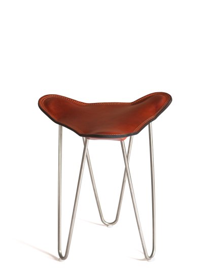 Trifolium Stool, Cognac, Stainless steel