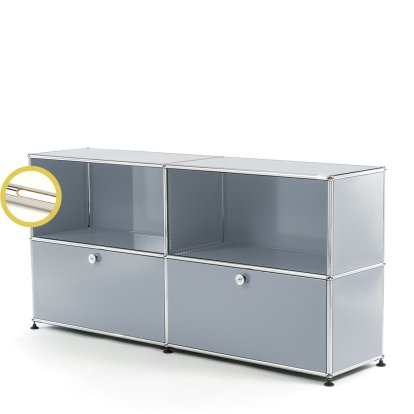 USM Haller E Sideboard L with Compartment Lighting, USM matte silver, Warm white