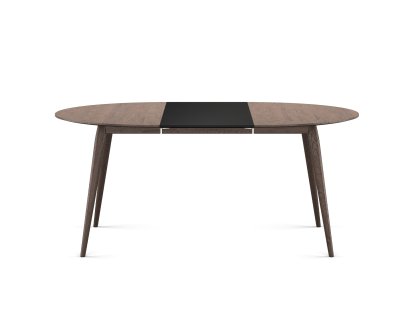 PLAYdinner Round Table, Smoked oak, L 120-170 cm, MDF black