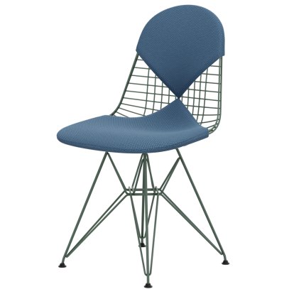 Wire Chair DKR , Powder-coated eames sea foam green, Seat and backrest cushion (Bikini), Apollo sky blue / light grey