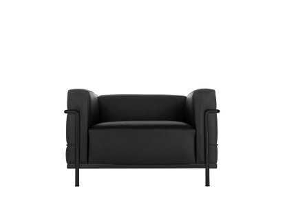 3 Fauteuil Grand Confort, grand modèle, Matt black lacqured, Leather Scozia, Graphite black