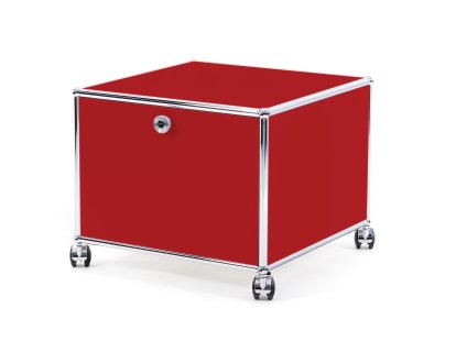 USM Haller Printer Container, 50 cm, USM ruby red, With castors