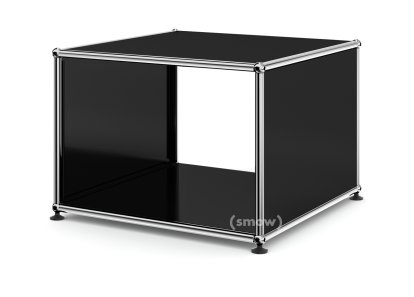 USM Haller Side Table with Side Panels, 50 cm, without interior glass panel, Graphite black RAL 9011