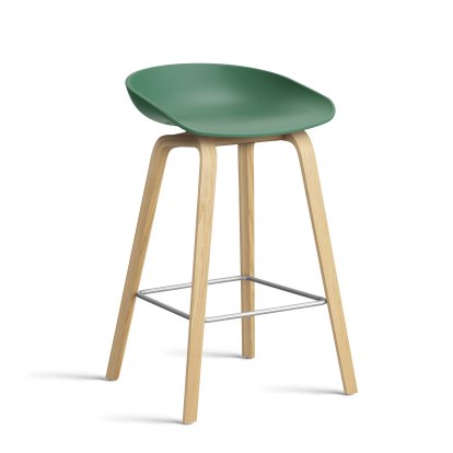 About A Stool AAS 32, Kitchen version: seat height 64 cm, Lacquered oak, Teal green 2.0