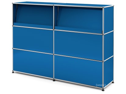 USM Haller Counter Type 2 (with Angled Shelves), Gentian blue RAL 5010, 150 cm (2 elements), 35 cm