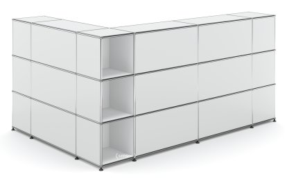 USM Haller Counter Type 4, Light grey RAL 7035, Corner open