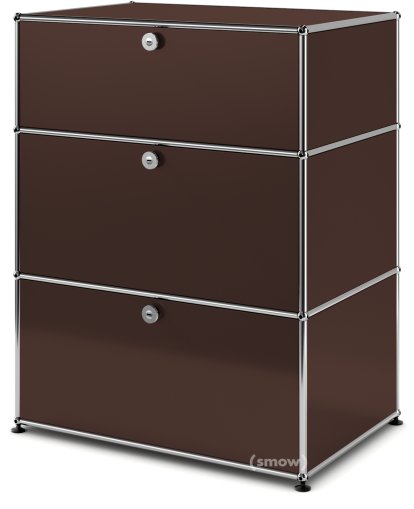 USM Haller Storage Unit with 3 Drawers, H 95 + 4 x W 75 x D 50 cm, USM brown