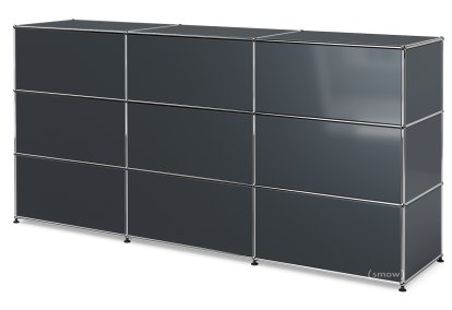 USM Haller Counter Type 1, Anthracite RAL 7016, 225 cm (3 elements), 50 cm