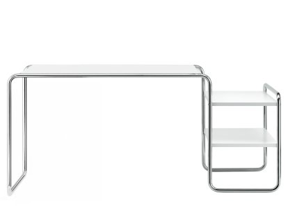 S 285/1 - S 285/2 Desk, Ash pure white, open-pored lacquered, S 285/1: 2 shelves outside, right
