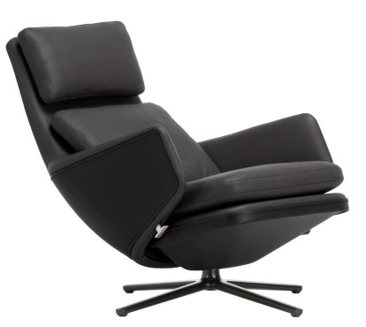Grand Relax Lounge Chair, Without Ottoman, Leather Premium F, nero, Basic dark, 41,5 cm