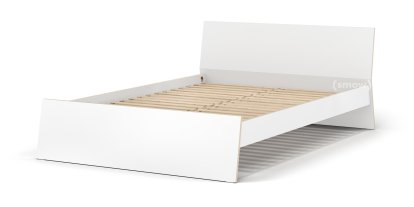 Stockholm Bed, 140 x 200 cm, White, With headboard, With slatted frame