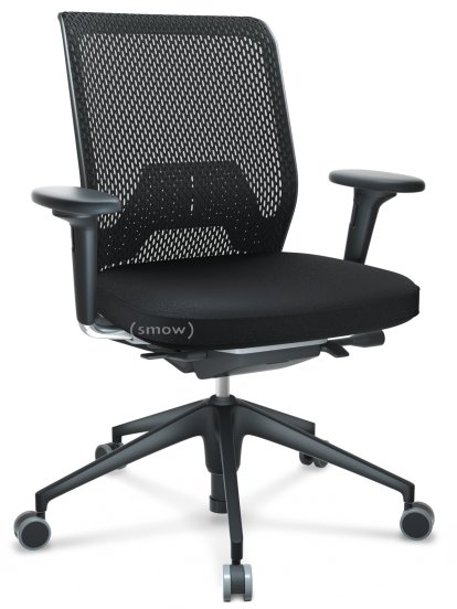 ID Mesh, FlowMotion-with tilt mechanism, with seat depth adjustment, With 2D armrests, 5 star foot , basic dark plastic, Basic dark, Plano seat cover, diamond mesh back, Nero, Hard castors for carpets