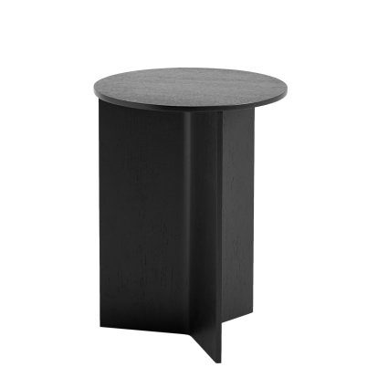 Slit Side Table Wood, H 47 x Ø 35 cm, Black lacquered