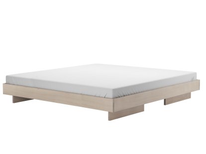Zians Bed, 200 x 200 cm (XLarge), Without headboard, Waxed oak with white pigment