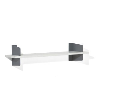 Wall Shelf Atelier, MDF melamine white, Basalt grey, Version 1, 140 cm