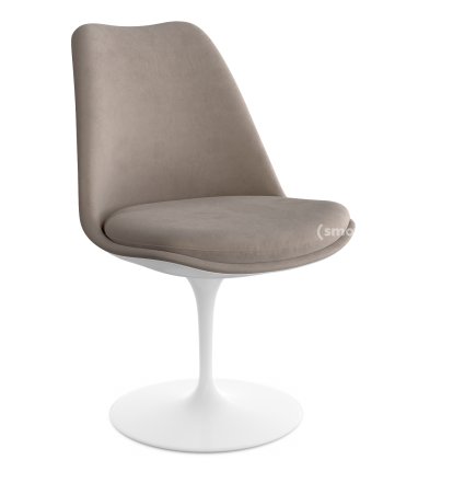Saarinen Tulip Chair, Static, Upholstered inner shell and seat cushion, White, Beige (Eva 177)